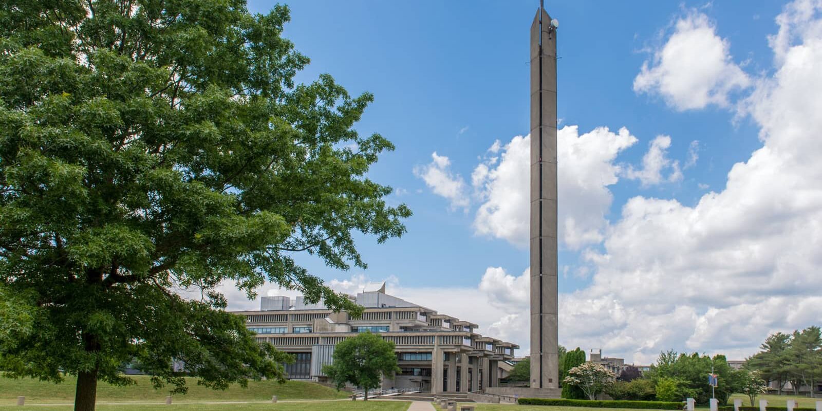 Dartmouth Campus, Campanile in front of Library.